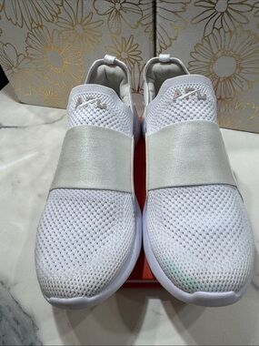 APL White Knit Slip-On Sneakers with Elastic Midfoot Strap technology Bliss